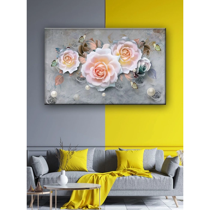 Led Işıklı 3d Görünümlü Çiçek Tablo