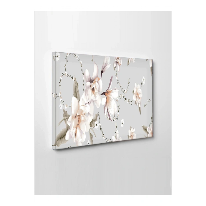 Led Işıklı Beyaz Çiçek Kanvas (Tablo Yatak odası için ideal)
