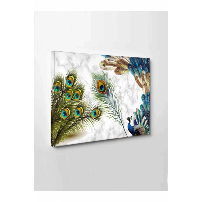 Led Işıklı Dekoratif Tavuskuşu kanvas tablo