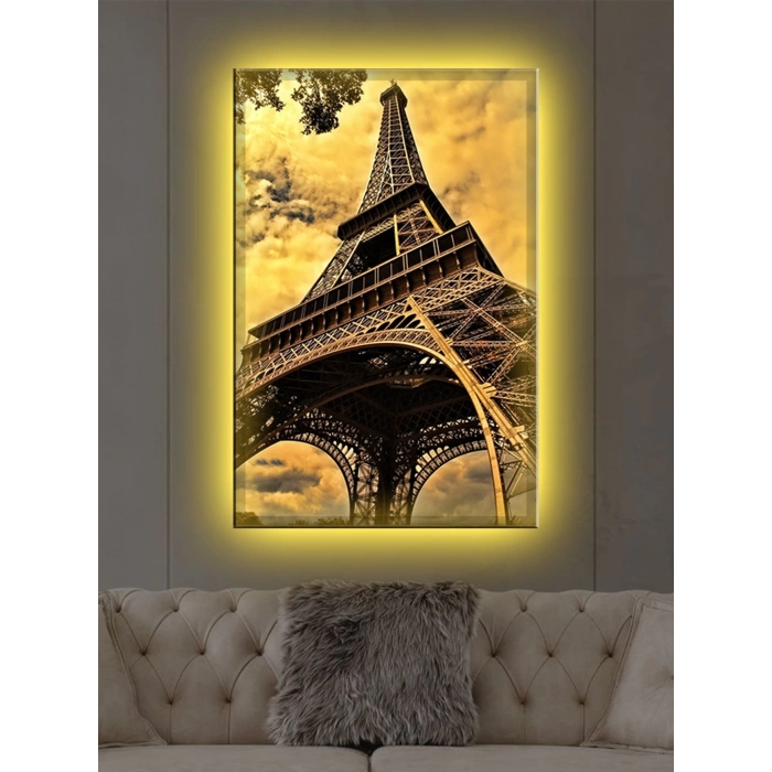 Led Işıklı Eyfel Kulesi Nostaljik Tablo