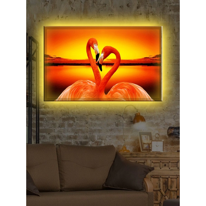 Led Işıklı Flamingo (Harika bir hediyelik tablo)