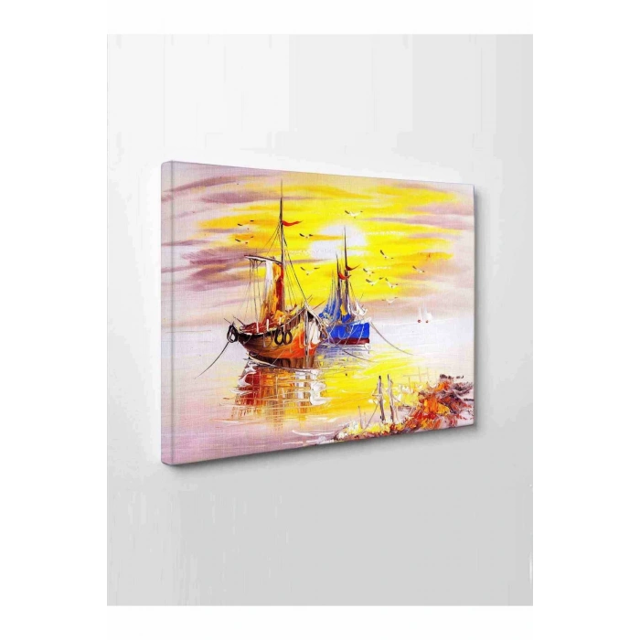 Led Işıklı Gemi Yağlı Boya stili Tablo