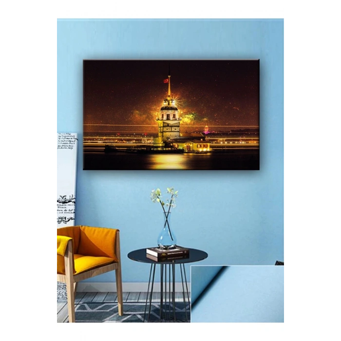 Led Işıklı Kız Kulesi Gece Görünüm Tablosu