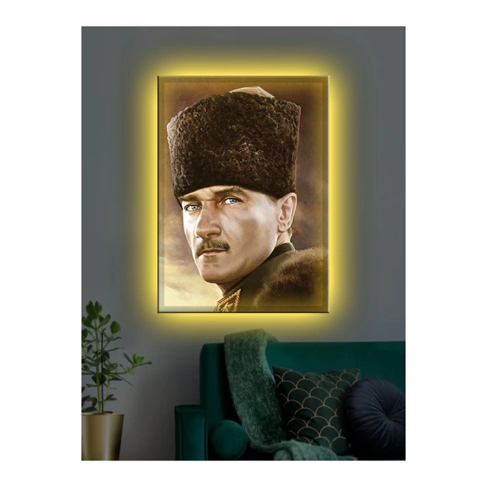Led Işıklı Mustafa Kemal Atatürk Kanvas Tablo