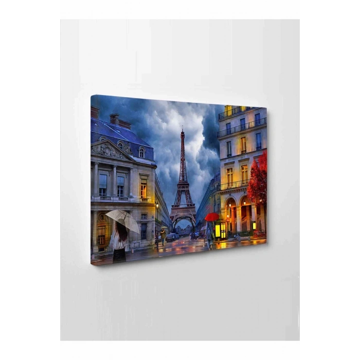 Led Işıklı Paris Sokak Gecesi Tablosu