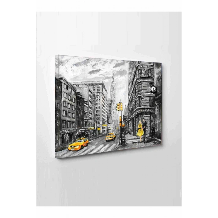 Led Işıklı Sanatsal Sarı Siyah Tablo