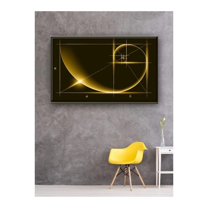 Led Işıklı Sarı Altın Oran kanvas tablo