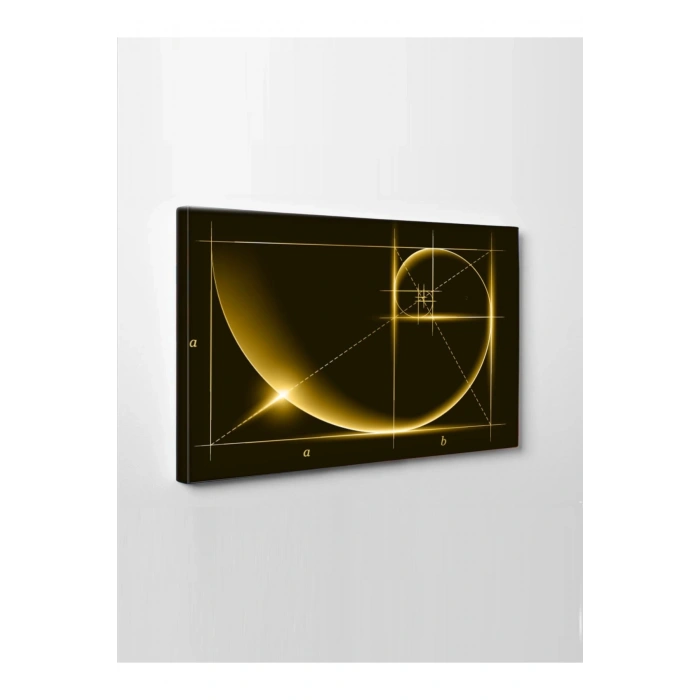 Led Işıklı Sarı Altın Oran kanvas tablo