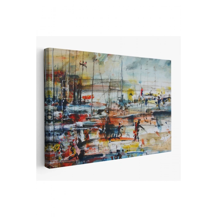 Limandaki Tekneler Kanvas Duvar Tablosu-1185