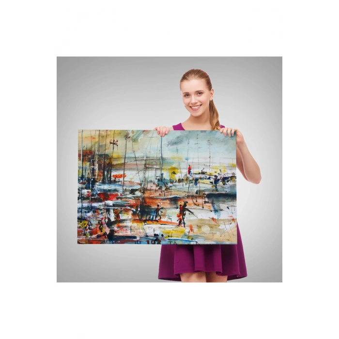 Limandaki Tekneler Kanvas Duvar Tablosu-1185