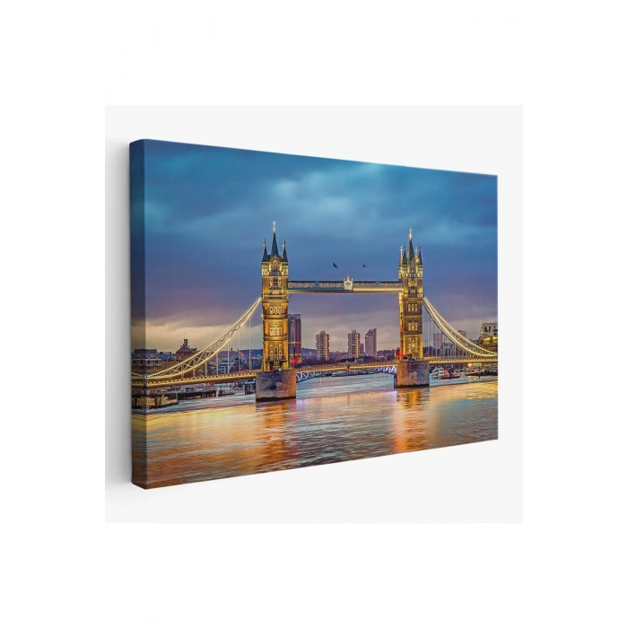 Londra Köprüsü  Gece Manzara Tablosu-6638