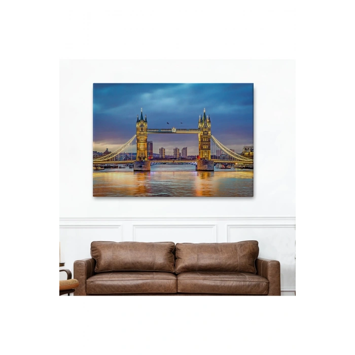 Londra Köprüsü  Gece Manzara Tablosu-6638