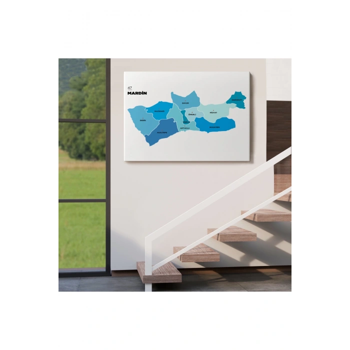 Mardin İli ve İlçeler Haritası  Dekoratif Kanvas Tablo 1417