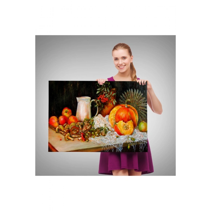 Masa Üstündaki Meyveler Yağlı Boya Görünümlü Tablo-1214