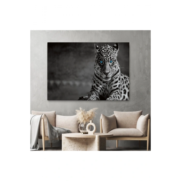 Mavi Gözlü Leopar Dekoratif Kanvas Tablo 1162