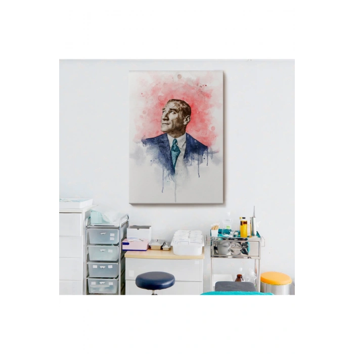 Mustafa Kemal Atatürk Suluboya Görünümlü Portresi Dekoratif Kanvas Tablo-DB-79