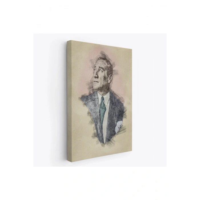 Mustafa Kemal Atatürkün Kalem Eskizi Portre Çizimi Dekoratif Kanvas Tablo-DC-80