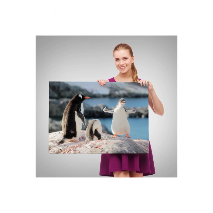 Mutlu Penguenler Dekoratif Kanvas Tablo 1172