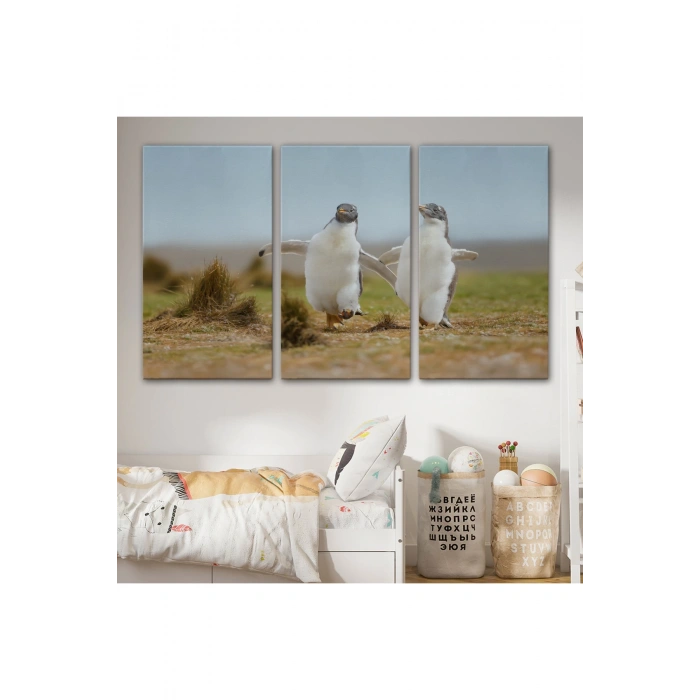 Mutlu Yavru Penguenler Dekoratif Kanvas Tablo 1152