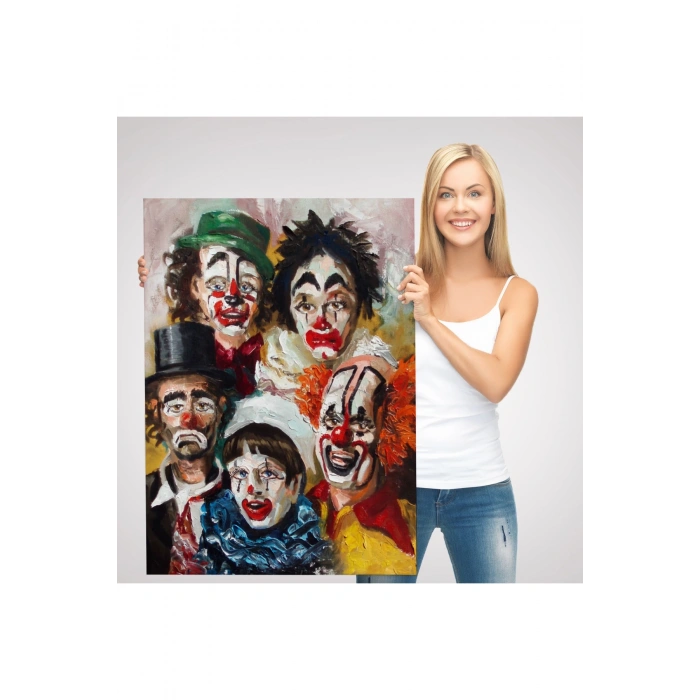 Mutsuz Palyaçolar Dekoratif Duvar Tablosu-6421