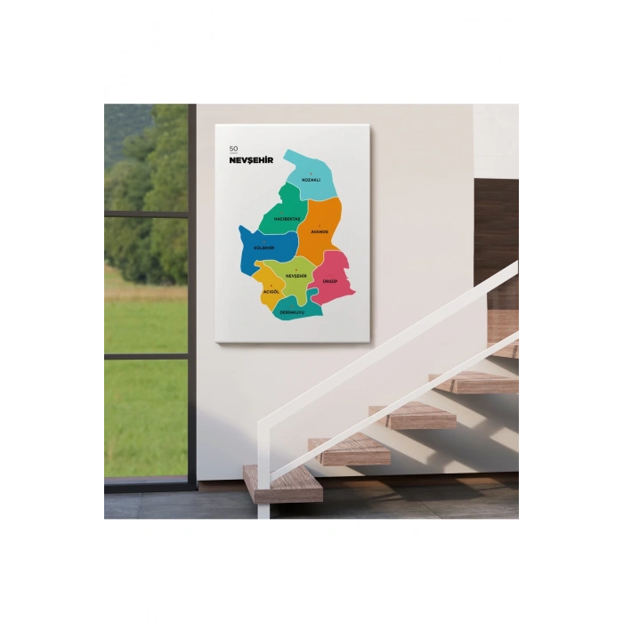 Nevşehir İli ve İlçeler Haritası  Dekoratif Kanvas Tablo 1427