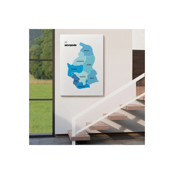 Nevşehir İli ve İlçeler Haritası  Dekoratif Kanvas Tablo 1429
