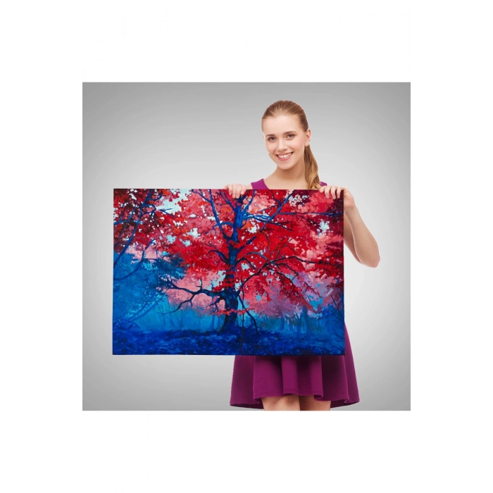 Ormandaki Güzel Sonbahar Ağacı Kanvas Duvar Tablosu-1192