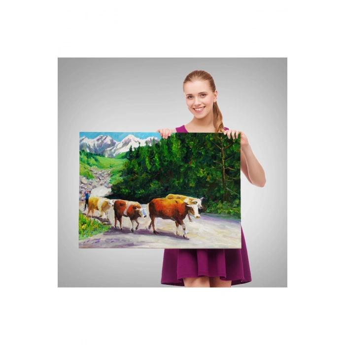 Otlayan Boğa Kanvas Duvar Tablosu-1183