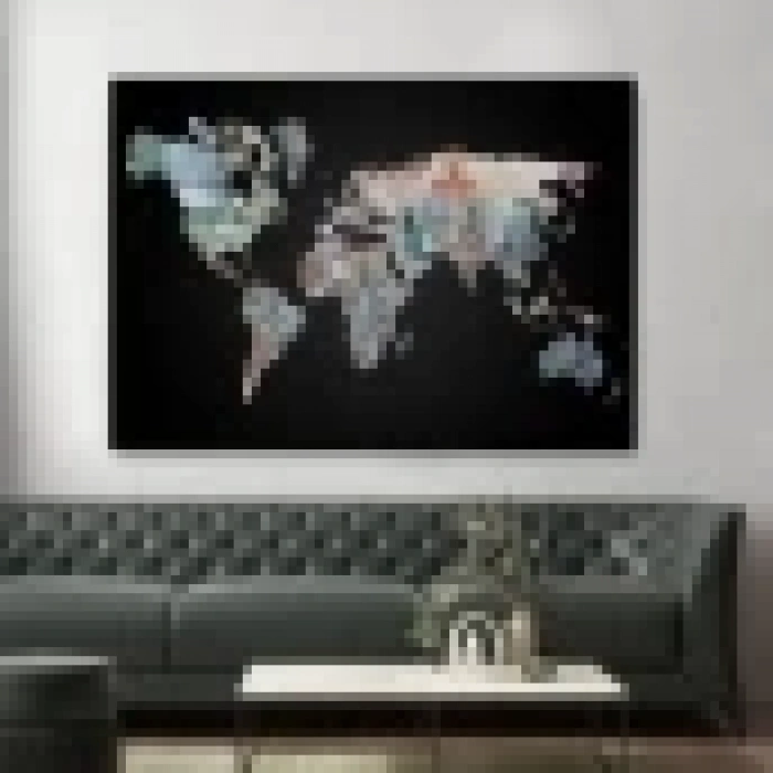 Para Desenli Kanvas Dünya haritası Kanvas Tablo 1012