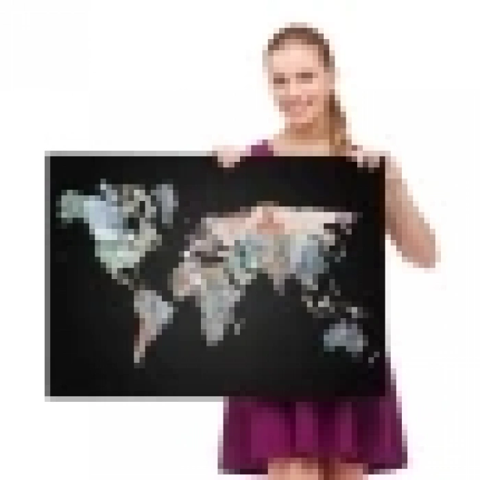 Para Desenli Kanvas Dünya haritası Kanvas Tablo 1012