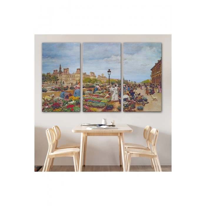 Pariste Ortaçağ Çiçek Pazarı Tablosu-6624