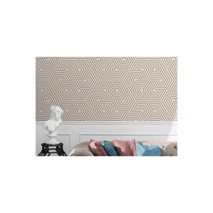 Pastel Renkli Geometrik Desenli Duvar Kağıdı-5788