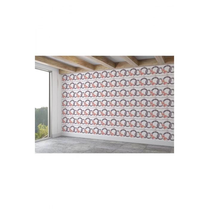 Pembe Çiçek Desenli Duvar Kağıdı-5593