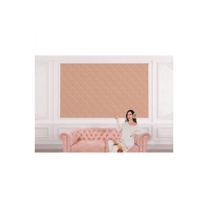 Pembe Kalp İkonlu Kız Çocuk Odası Duvar Kağıdı-5543