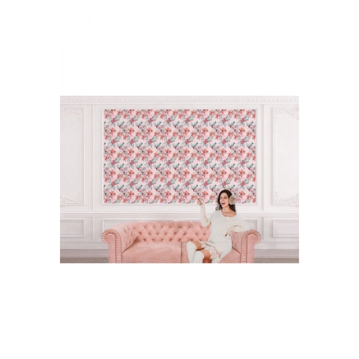 Pembe Kuşburnu Çiçeği Desenli Kız Çocuğu Odası Duvar Kağıdı-5596