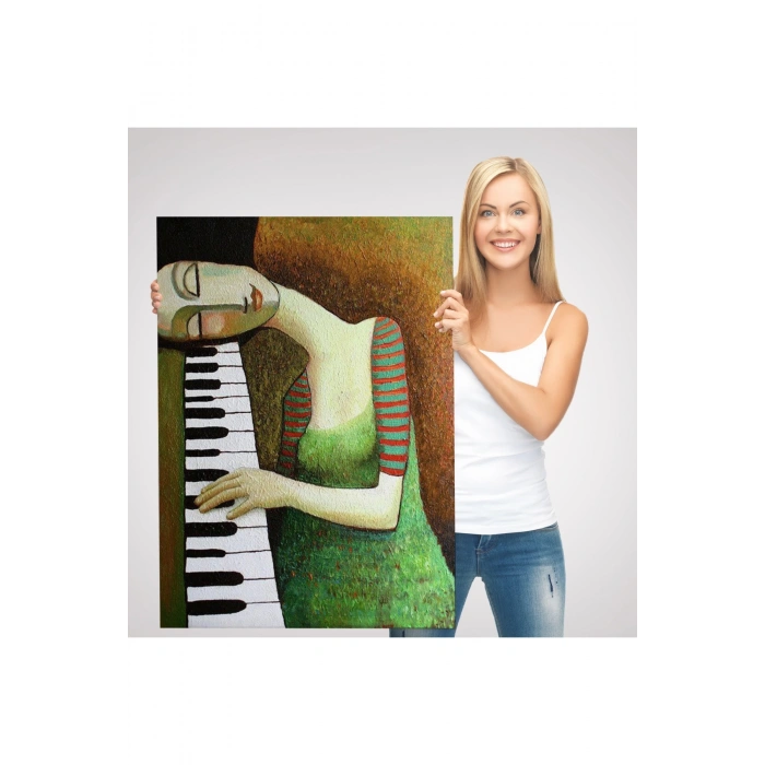 Piyano Çalan Kadın Duvar Tablosu-6495
