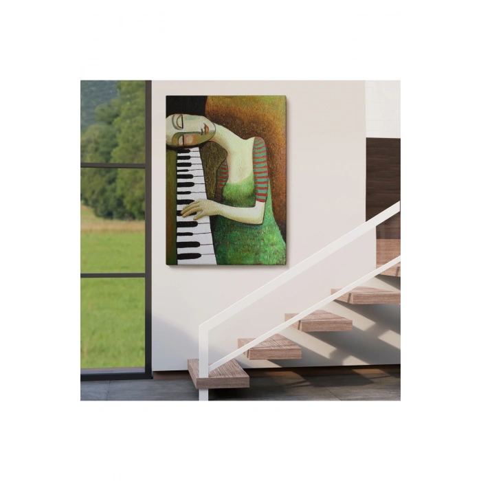Piyano Çalan Kadın Duvar Tablosu-6495