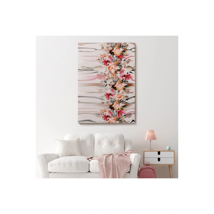 Renkli Çiçek Desenli Dekoratif Duvar Tablosu-6282
