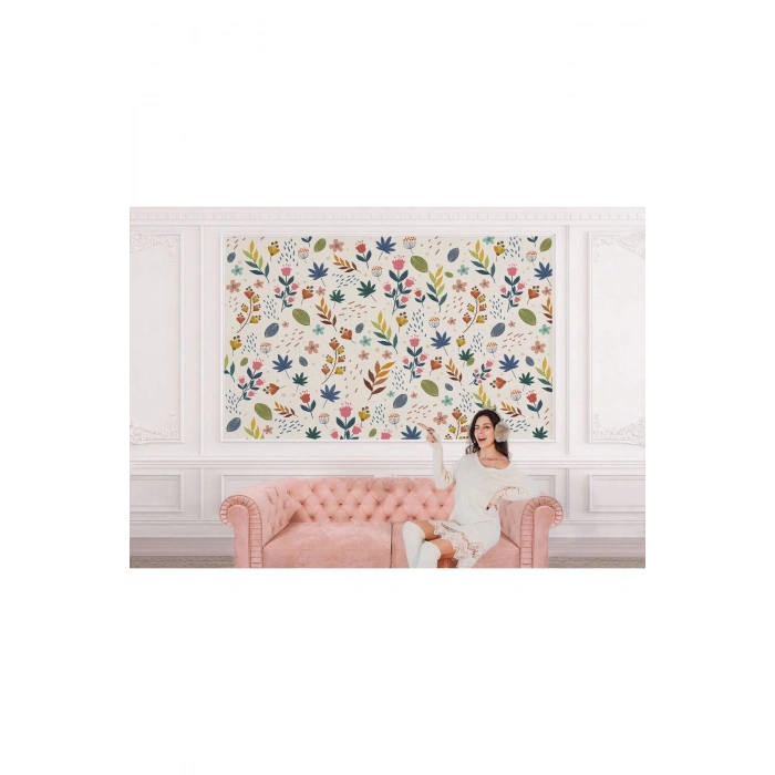 Renkli Çiçekler Desenli Duvar Kağıdı-5649