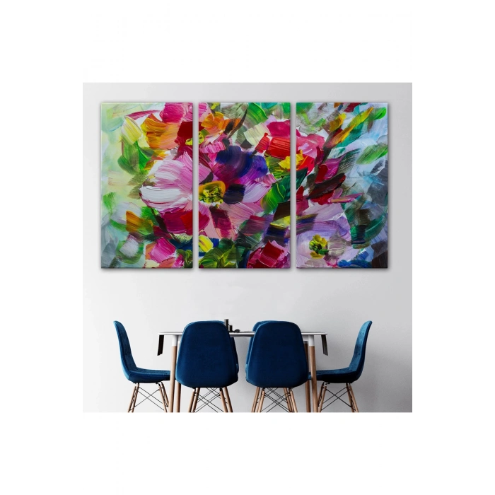 Renkli Çiçekler Yağlı Boya Görünümlü Kanvas Tablo-1217