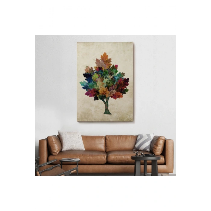 Renkli Çınar Ağacı Duvar Tablosu-6267