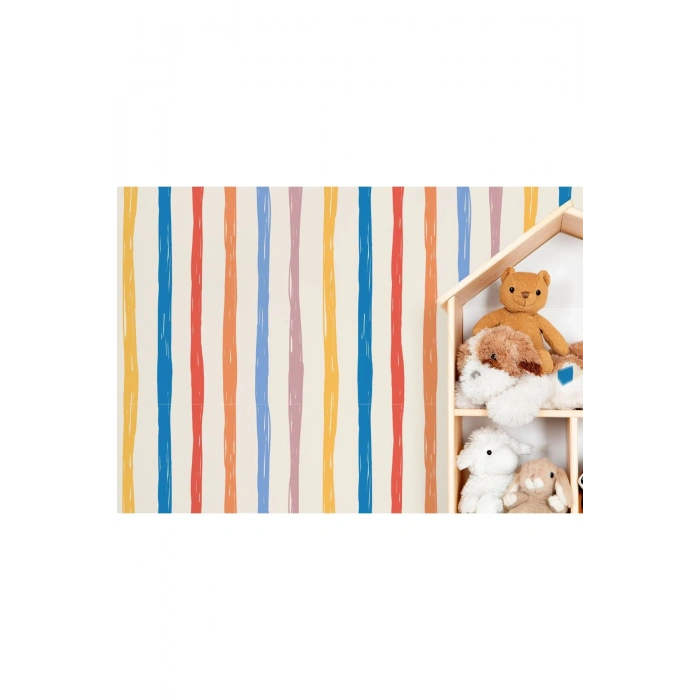Renkli Çizgiler Desenli Çocuk Odası Duvar Kağıdı-5768