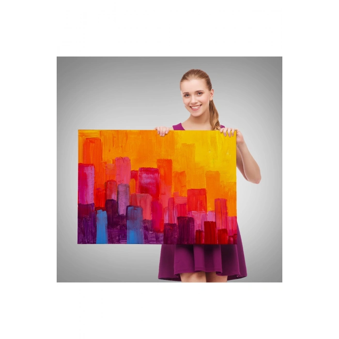 Renkli Şehir Silüeti Duvar Tablosu-1223
