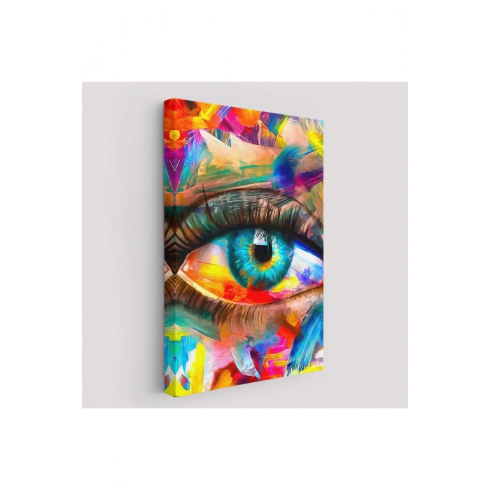 Renkli Yağlıboya Görünümlü Göz Tablosu-6329