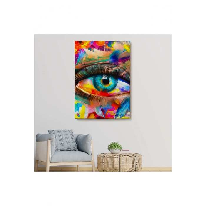 Renkli Yağlıboya Görünümlü Göz Tablosu-6329