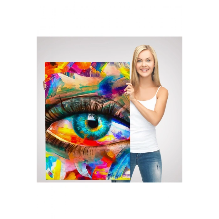 Renkli Yağlıboya Görünümlü Göz Tablosu-6329