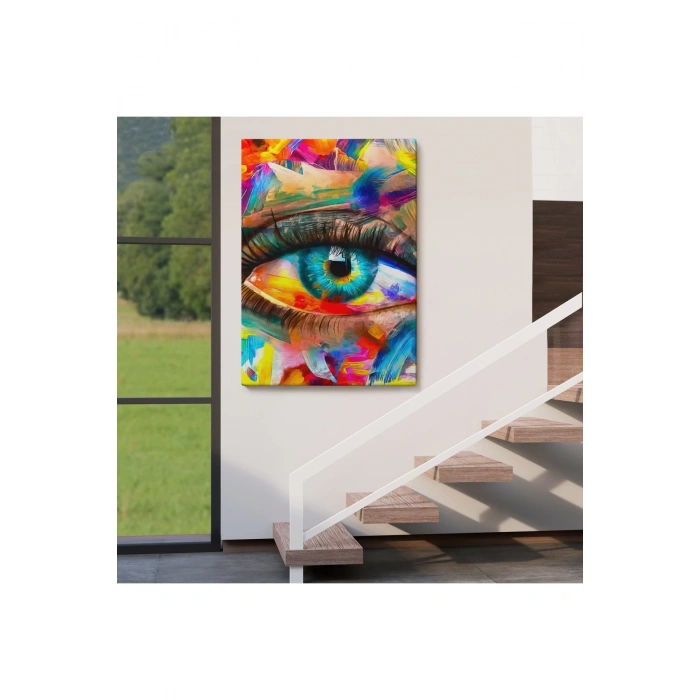 Renkli Yağlıboya Görünümlü Göz Tablosu-6329