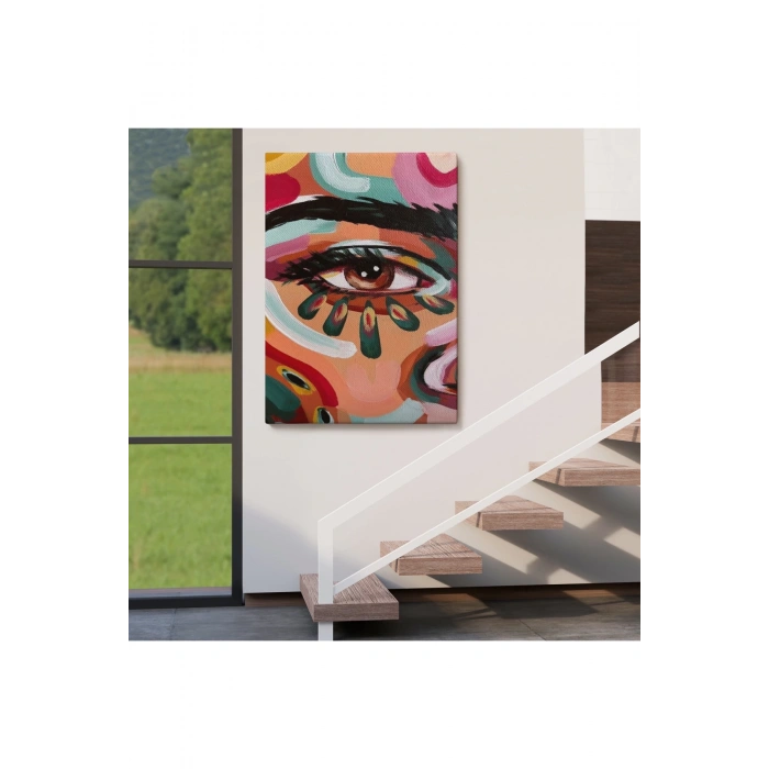 Renkli Yağlıboya Görünümlü Kadın Tablosu-6321