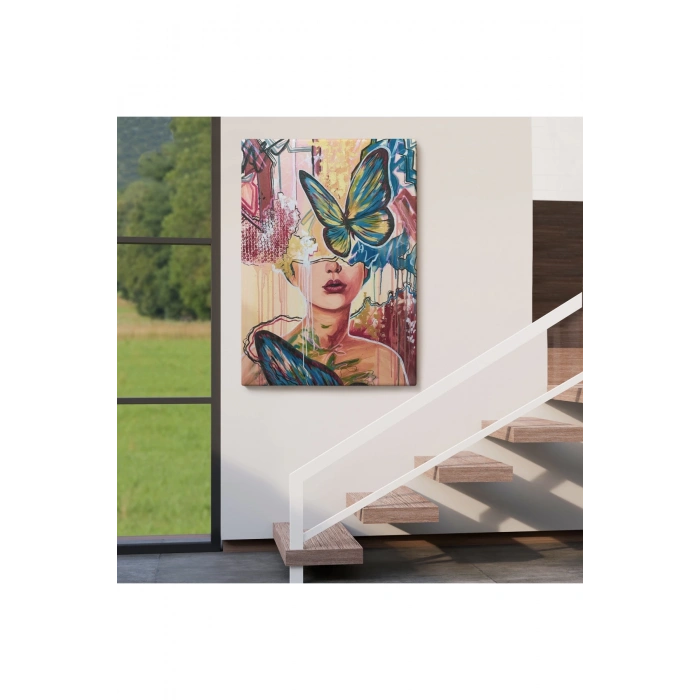 Renlki Sürreal Kadın Portresi Dekoratif Duvar Tablosu-6297
