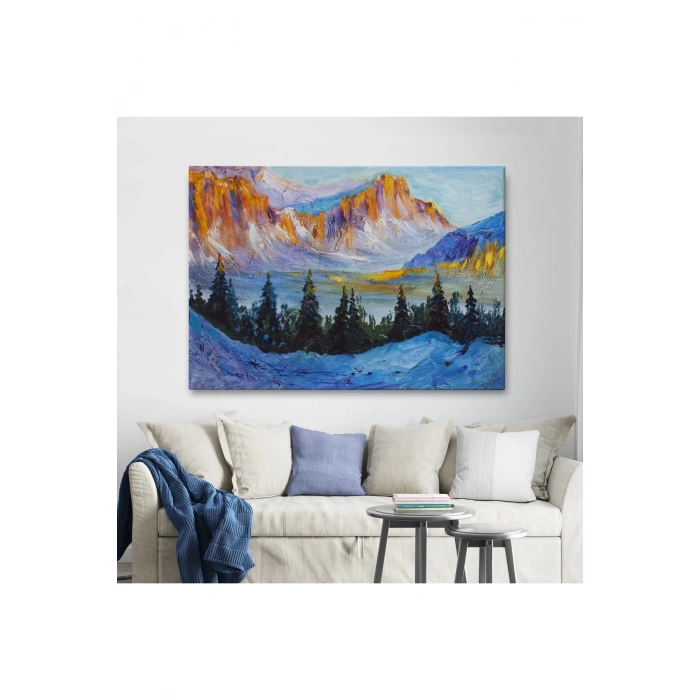Rusya Karlı Dağları Manzarası Duvar Tablosu-1235
